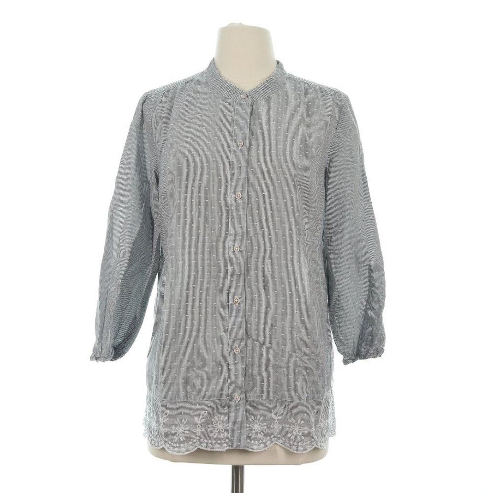 LOGO Lori Goldstein Women's Pinstripe Embroidered Button Up Shirt Top Size Small